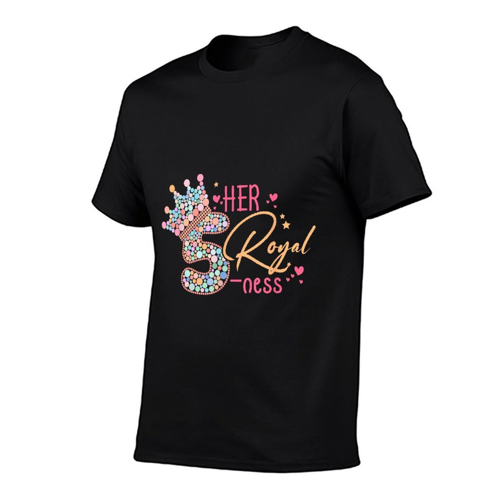 5th Birthday Her Royal Five-ness 5 Years Old Toddler  Summer-ready Fabric T-Shirt