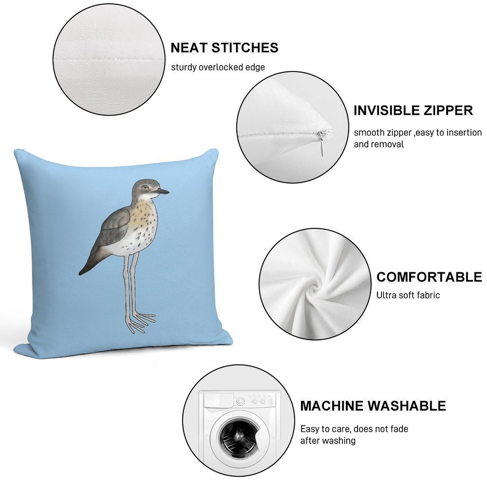 Annoyed Bush Stone Curlew Soft High-Density Material Throw Pillow