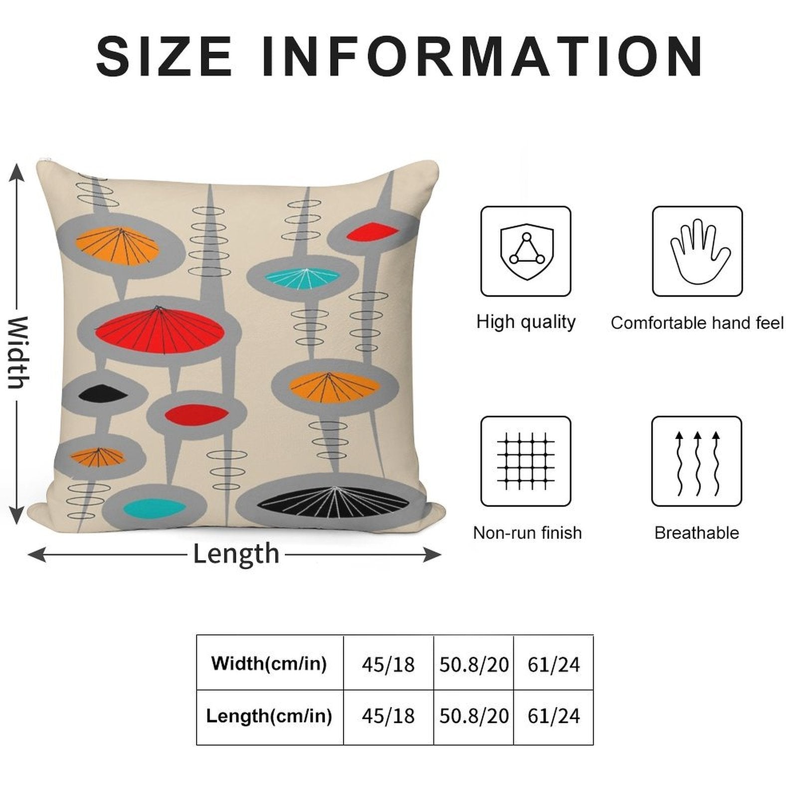 Atomic Era Inspired Art Soft Multiple Sizes Throw Pillow