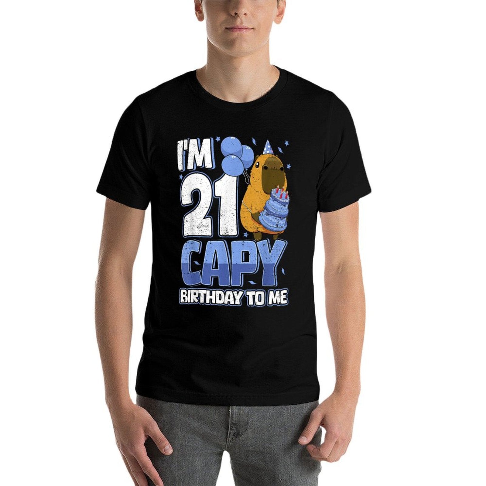 21 Years Capy Birthday to Me Boys 21st Birthday Capybara  Easy-care T-Shirt