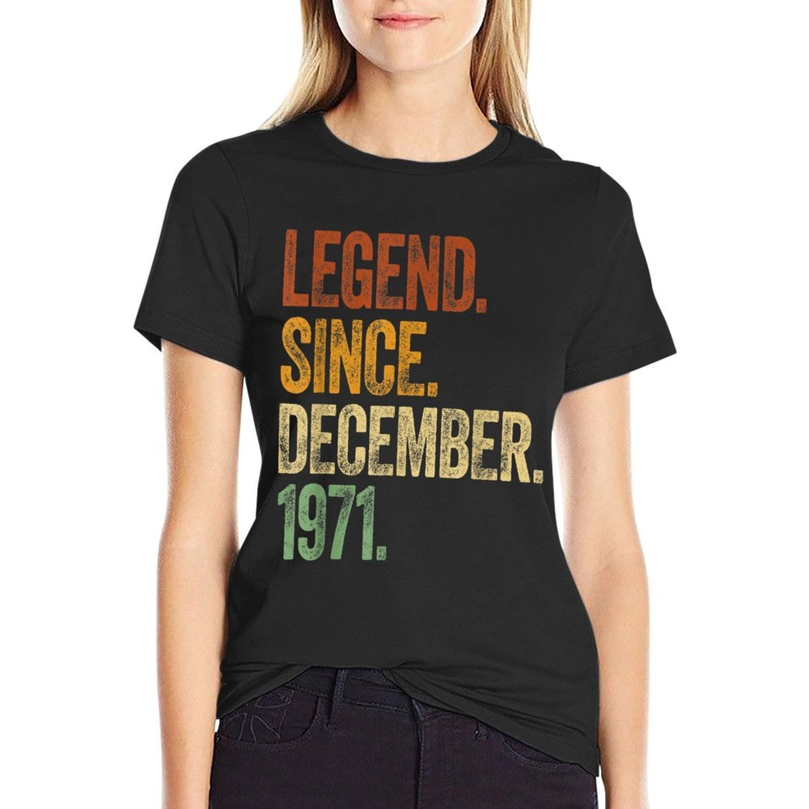 50th Birthday December Born 50 Years Legend Since 1971  Polyester Blend T-Shirt