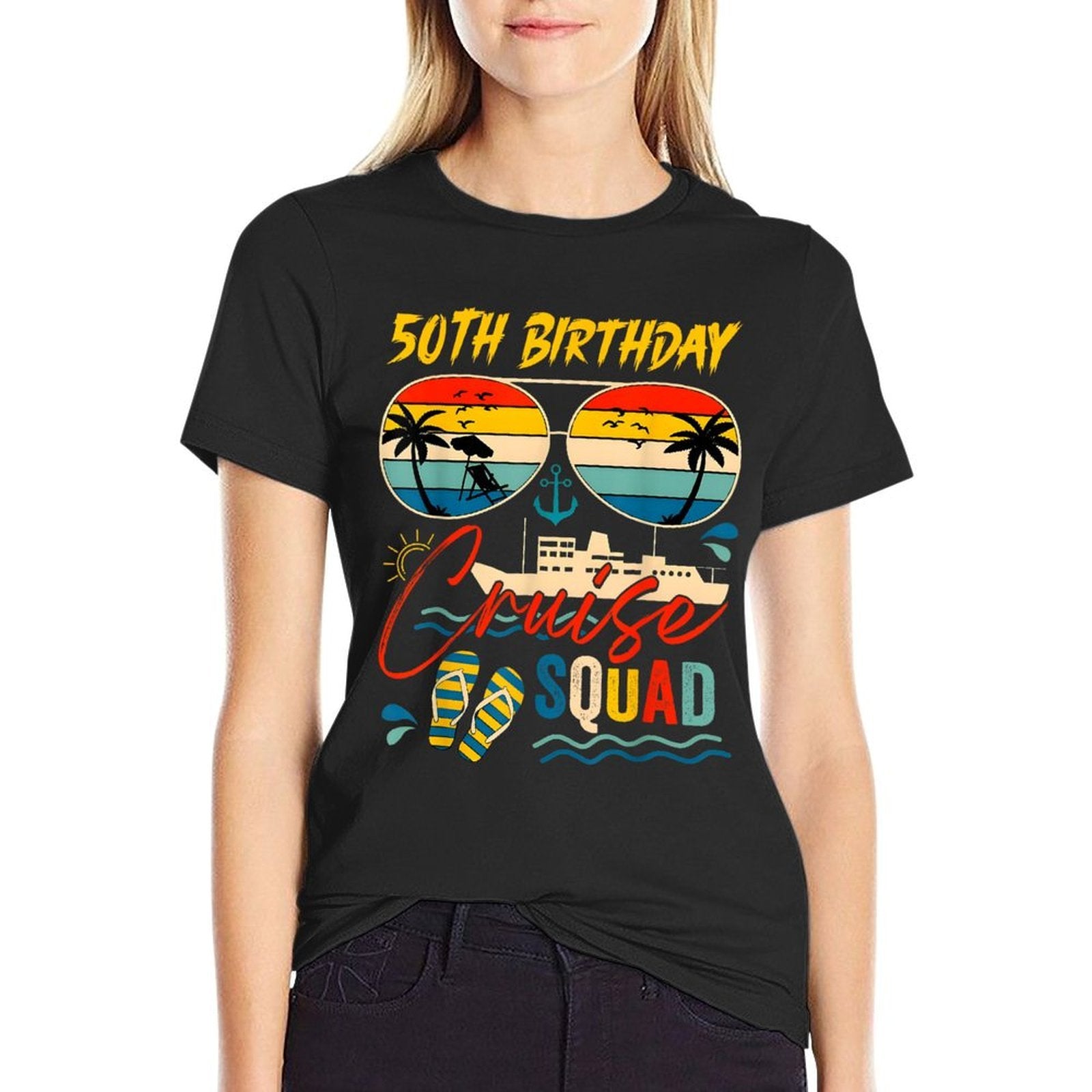 50Th Birthday Cruise Squad Family Cruise Vacation Birthday  Fade-proof Color T-Shirt
