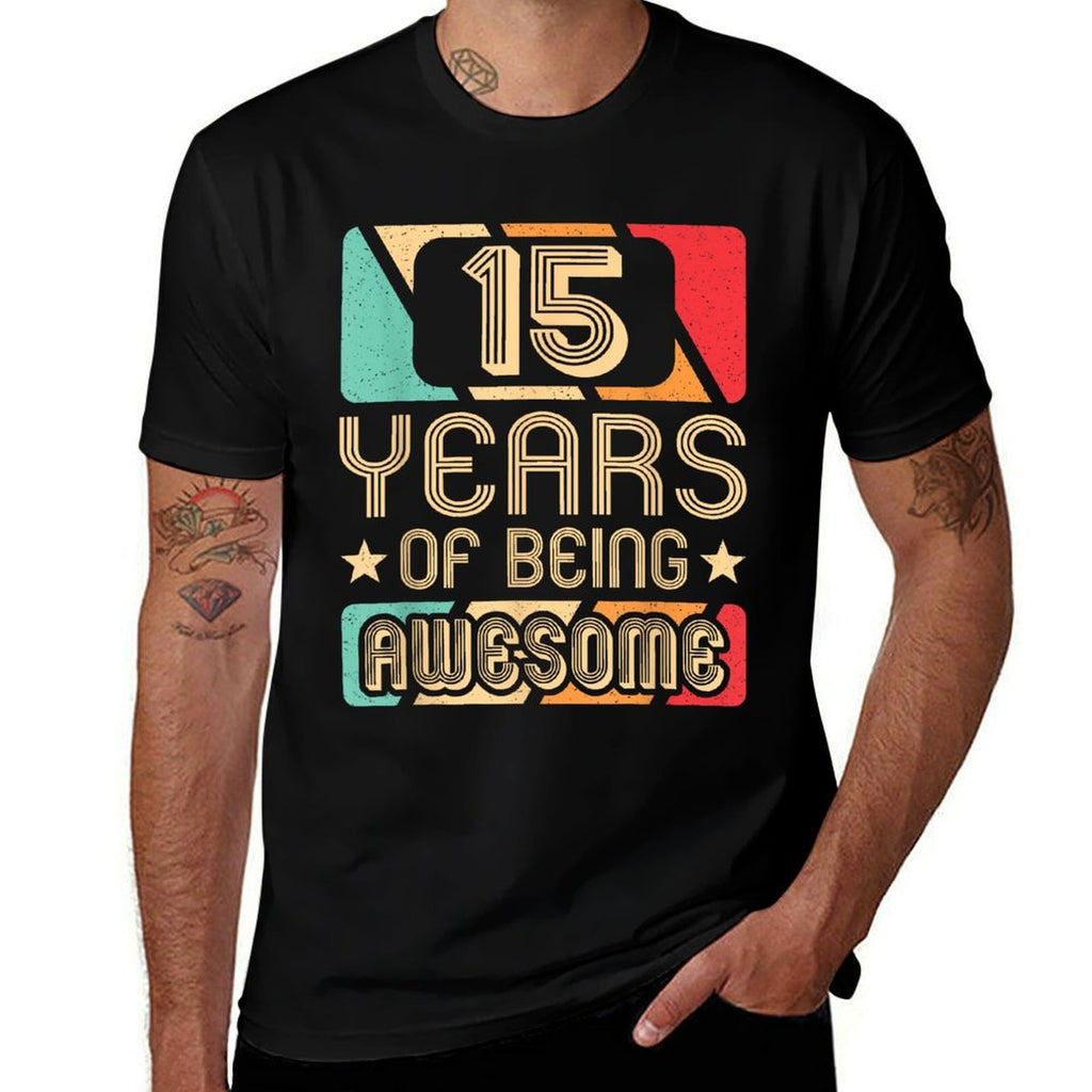 15 Years Of Being Awesome 15 Years Old Retro 15th Birthday  Eco-friendly Material T-Shirt