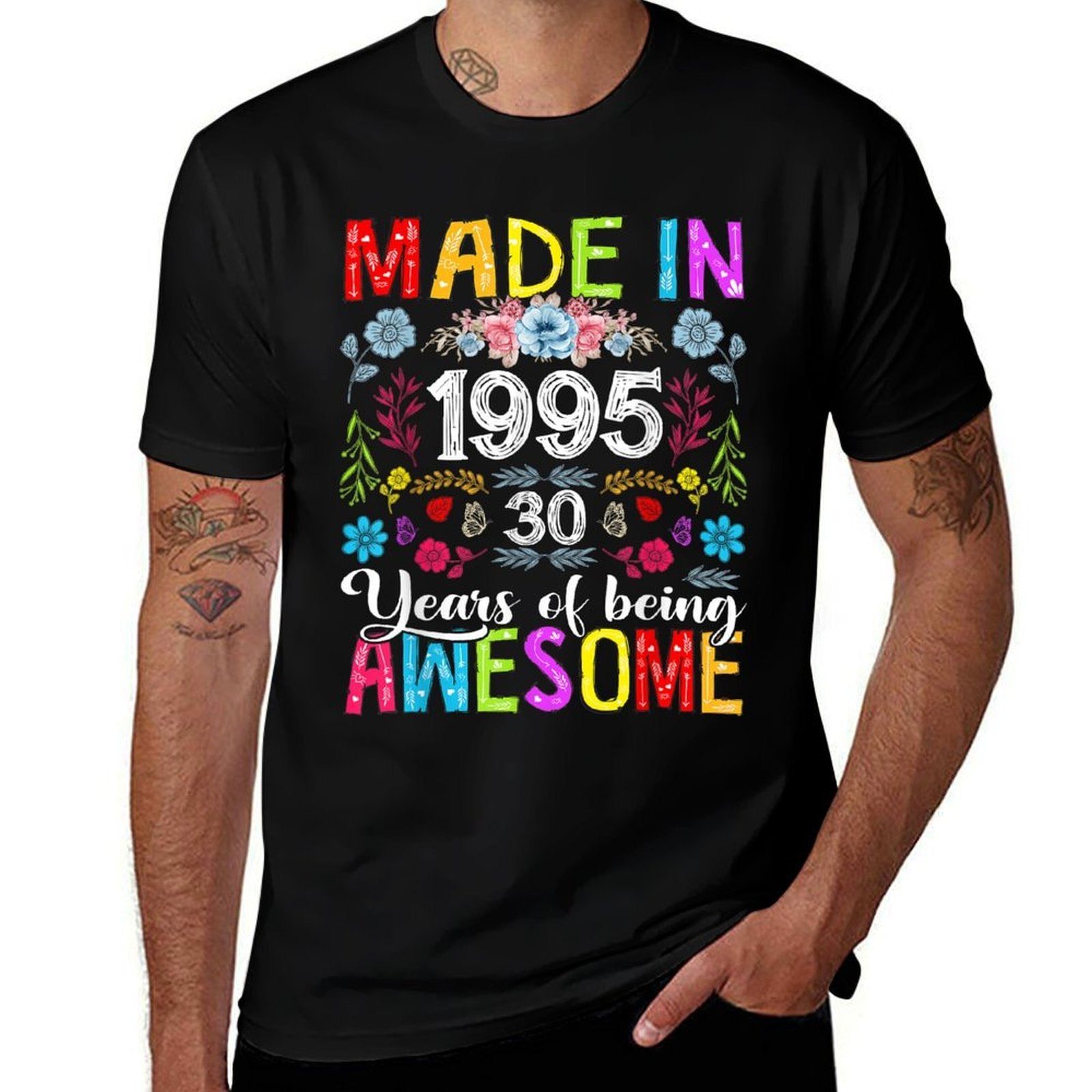 30 Years Old Made In 1995 Funny Floral 30th Birthday Women  Tagless Design T-Shirt