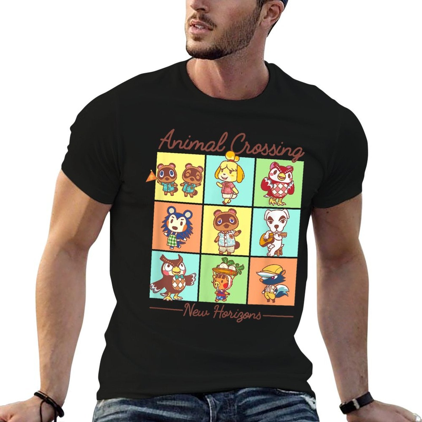 Animal Crossing New Horizons Vintage Color Character Grid  Durable T-Shirt