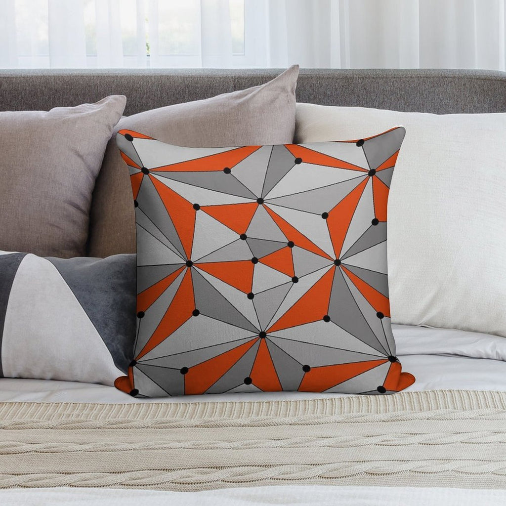 Abstract Geometric Pattern - Orange And Gray. Soft Decorative Cover Throw Pillow