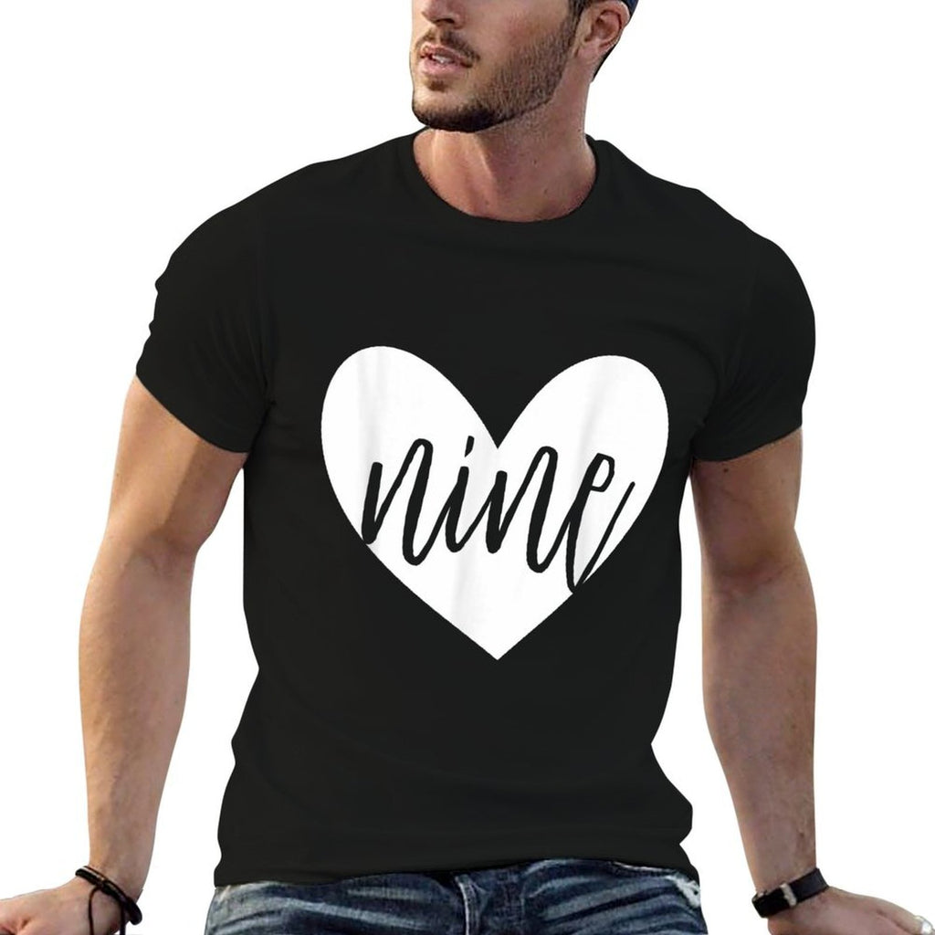 9th Birthday Nine Years Old Heart Shaped Trendy Party Gift  Eco-friendly Material T-Shirt