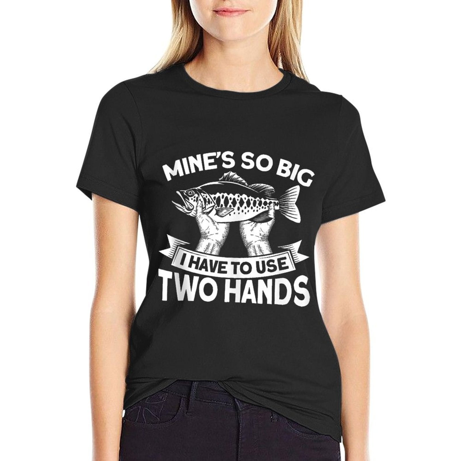 A Big Angler Who Needs to Use Both Hands  Polyester Blend T-Shirt