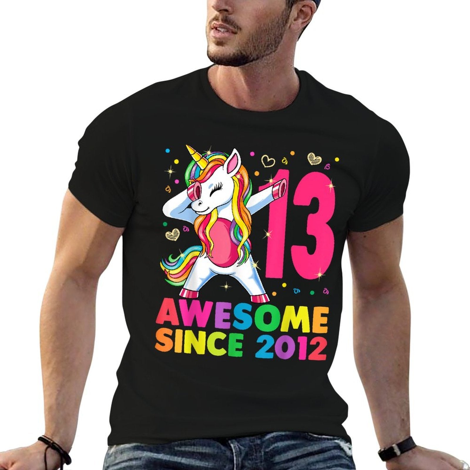 13 Years Old Unicorn Dabbing 13th Birthday Girl Gift Party  Breathable T-Shirt