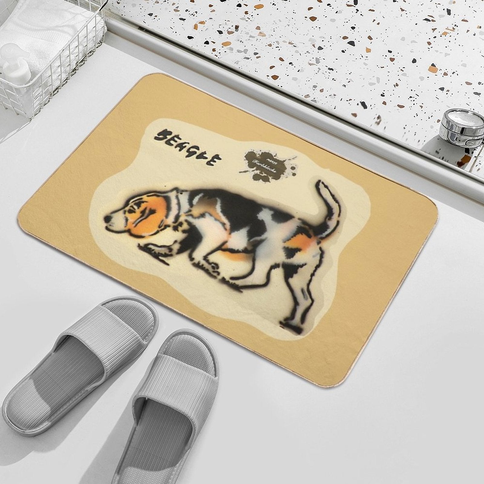 A Beagle Sniffs The Ground  Eco-Friendly Bath Mat