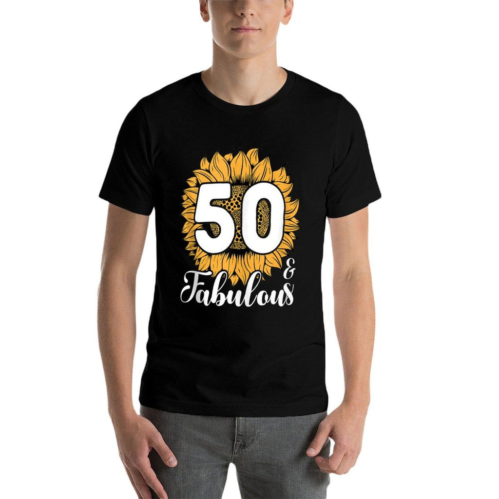 50 & Fabulous 50 Years Old 50th Sunflower Birthday  Summer-ready Fabric T-Shirt