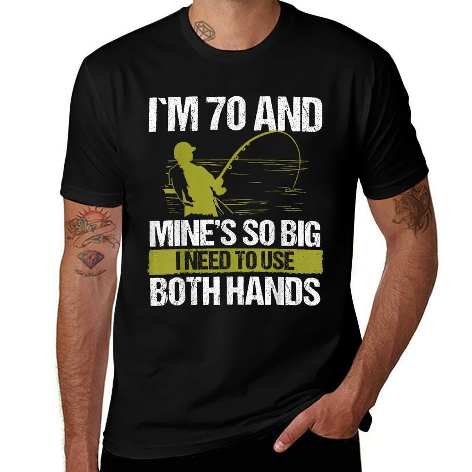 70 Year Old Fishing Lure Fisherman Rod Funny 70 Birthday  Tagless Design T-Shirt
