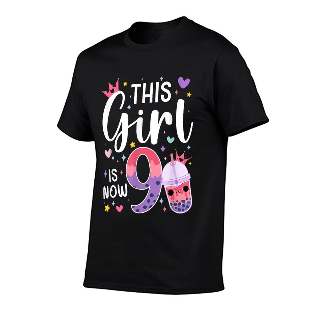 9th Boba Tea Birthday Party Nine Year Old Bubble Tea Girl  Quick-drying T-Shirt