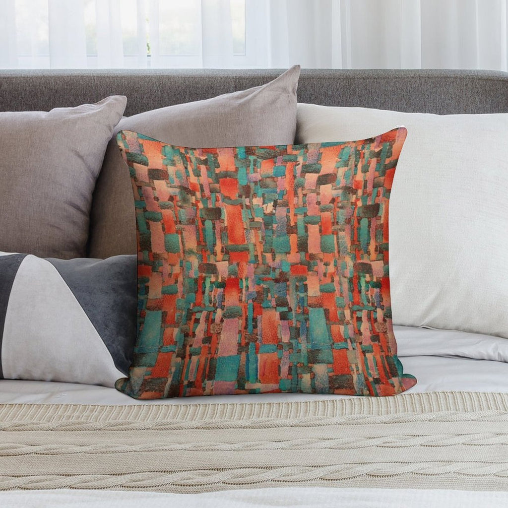 Abstract  Coral And Aqua Soft Skin-Friendly Throw Pillow