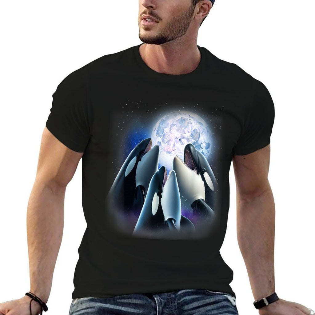 3 Orcas Howling At The Moon Funny Killer Whale Orca Lover  Affordable Price T-Shirt