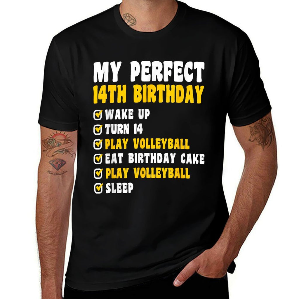 14 Year Old Perfect 14th Birthday Volleyball 14th Birthday  Fade-proof Color T-Shirt
