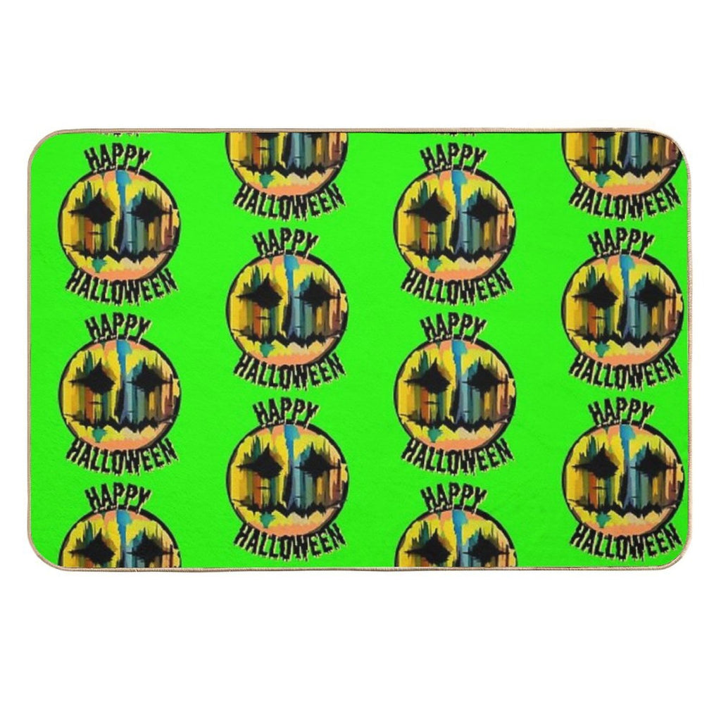 Glitchy Pumpkin Face – Happy Halloween Art  Pet-Safe Bath Mat