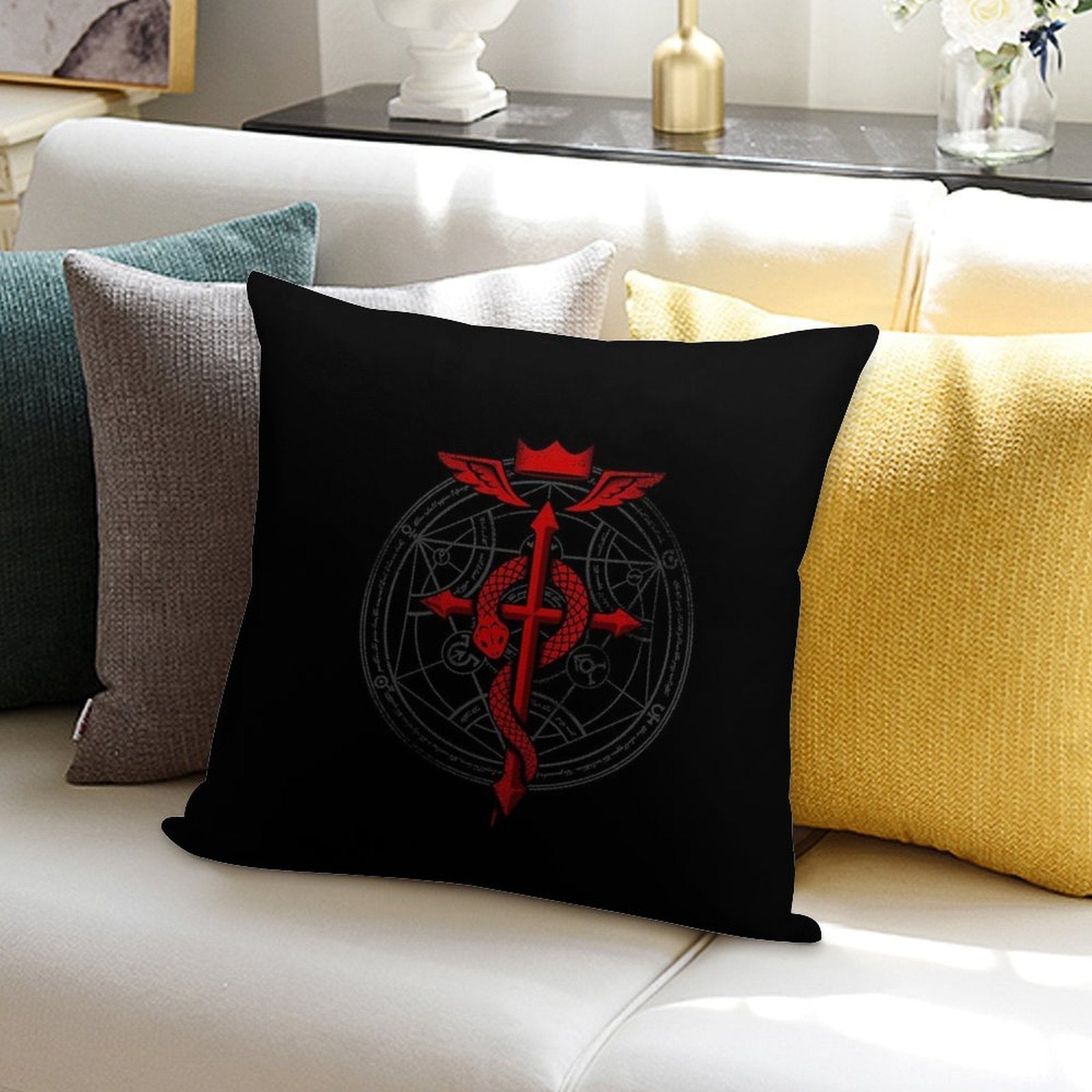 Alchemist Flamel Soft Short Plush Fabric Throw Pillow