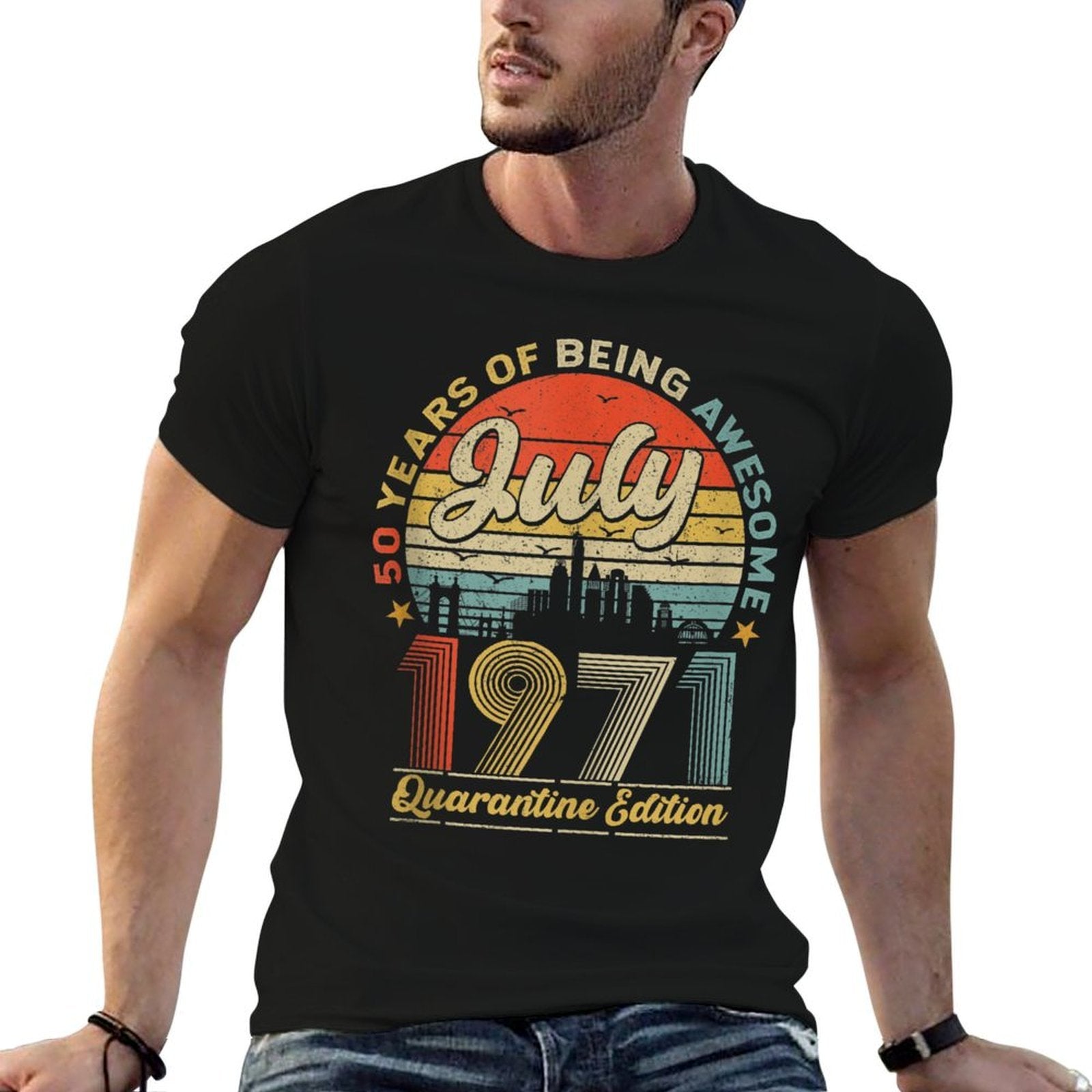 50th Birthday Decoration July 1971 Men Women 50 Years Old  Moisture-wicking T-Shirt
