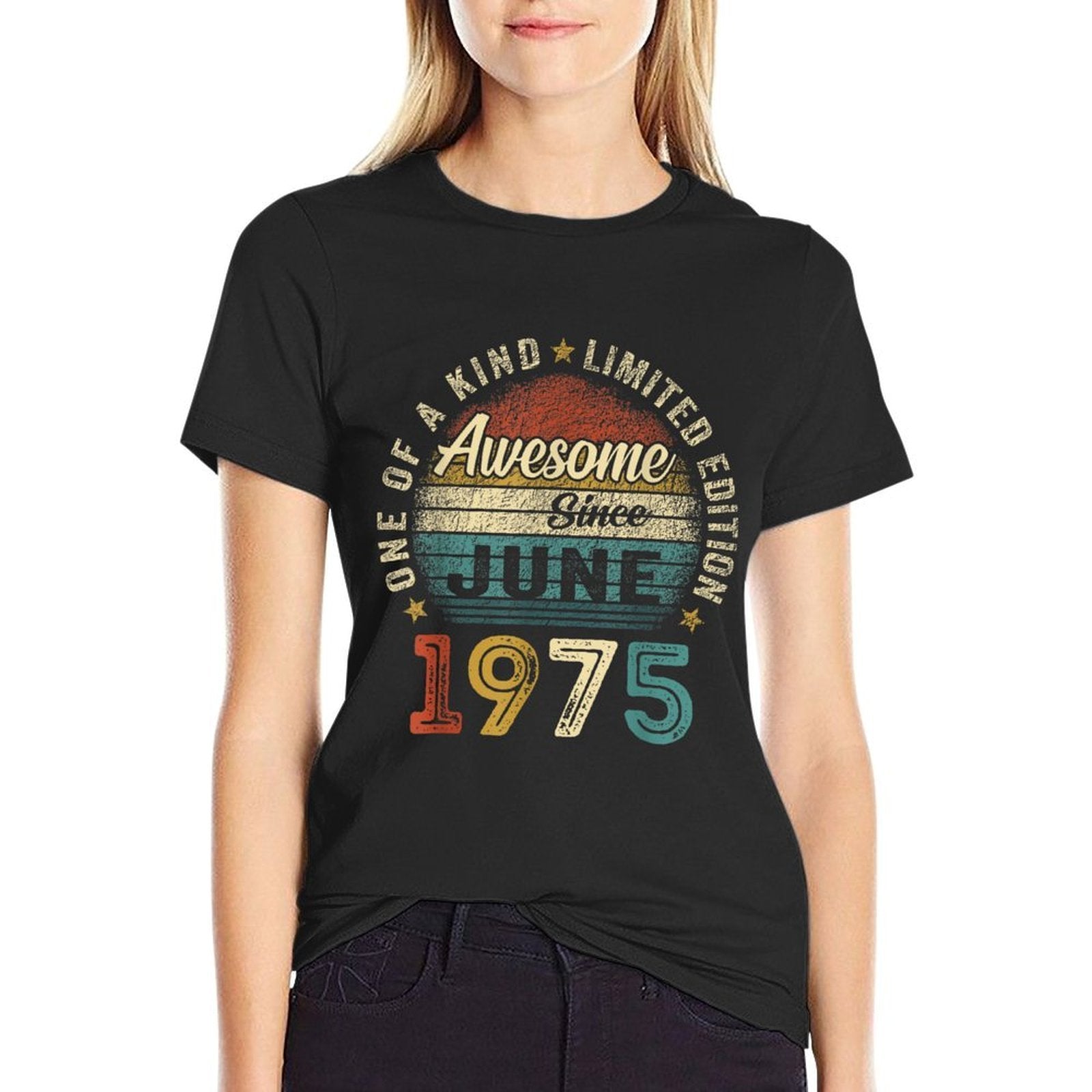 50 Years Old Vintage Born In June 1975 50th Birthday Men Dad  Oversized Silhouette T-Shirt