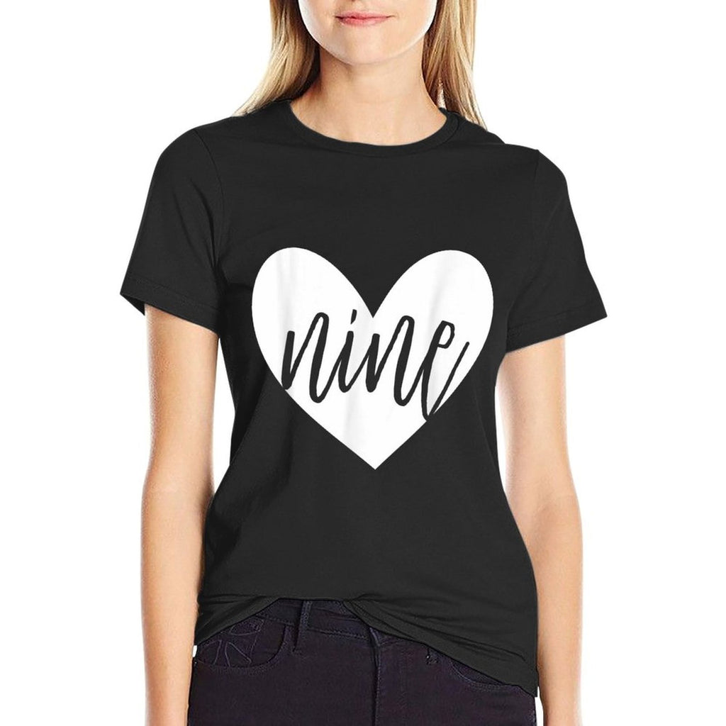 9th Birthday Nine Years Old Heart Shaped Trendy Party Gift  Eco-friendly Material T-Shirt