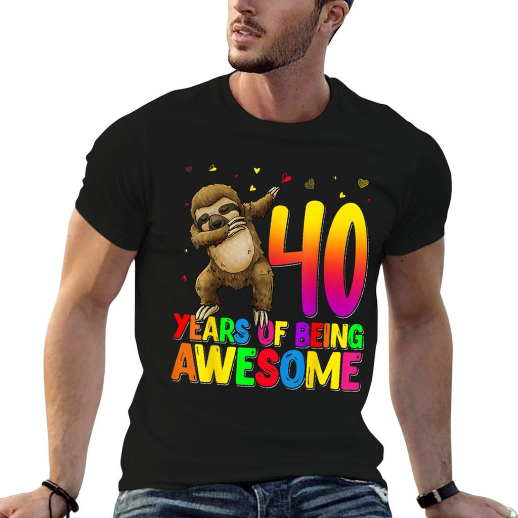 40 Years Old Birthday Sloth Dabbing 40th Birthday Sloth  Oversized Silhouette T-Shirt