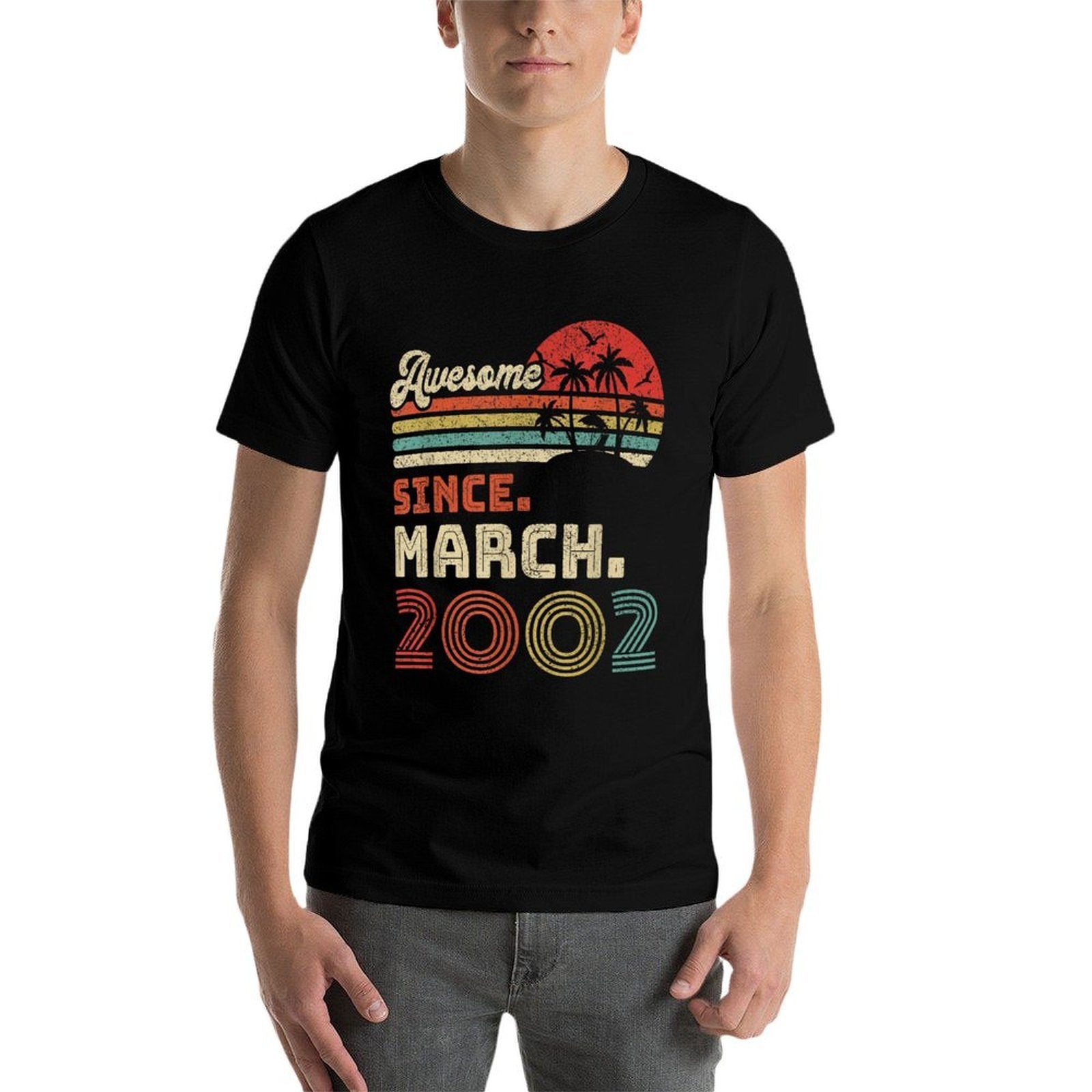 21 Year Old Awesome Since March 2002 21st Birthday  Fade-proof Color T-Shirt