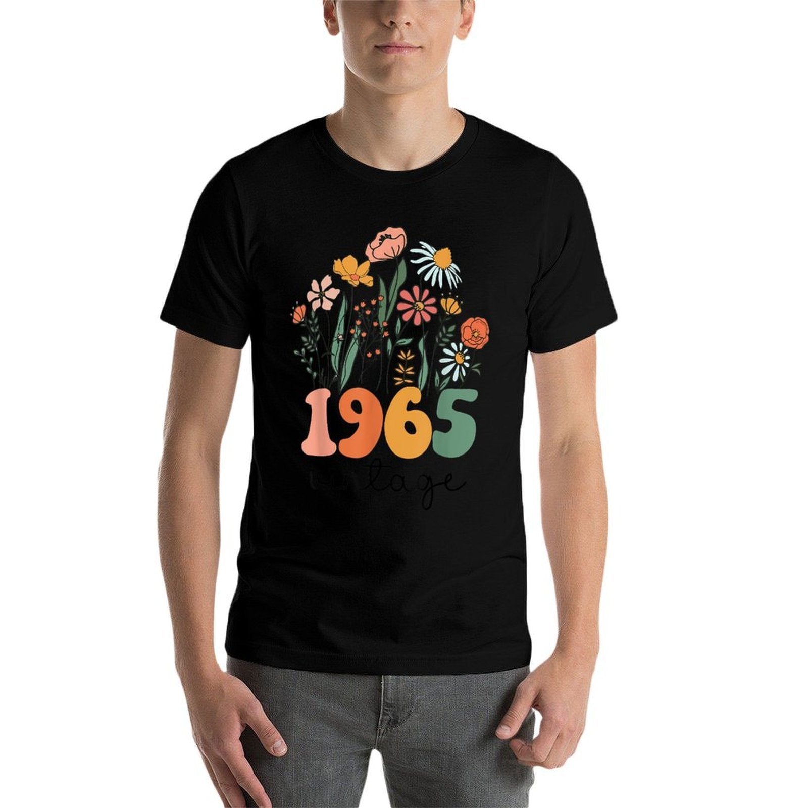 60 Years Old Vintage 1965 60th Women Birthday Wildflower  Tagless Design T-Shirt