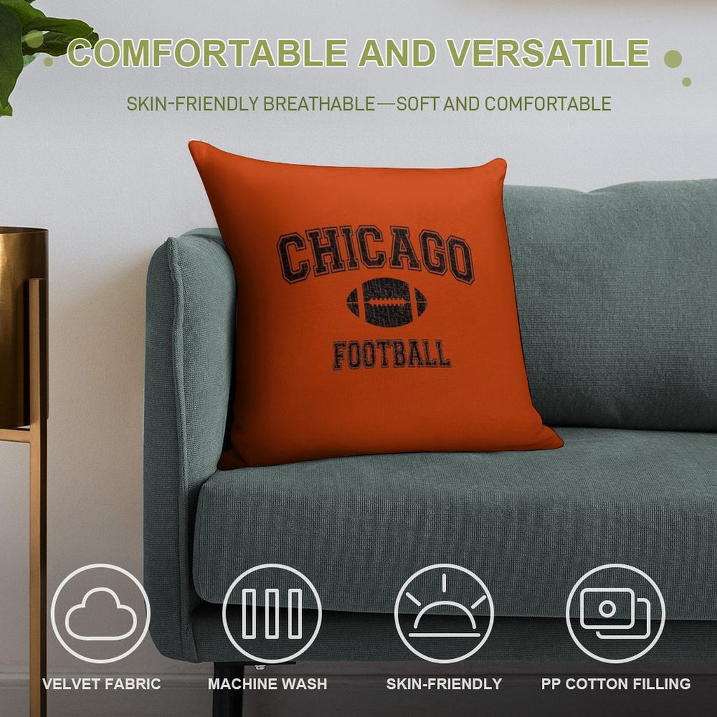 American Football Sport Design  Chicago Football - Distressed Soft Easy Maintenance Throw Pillow