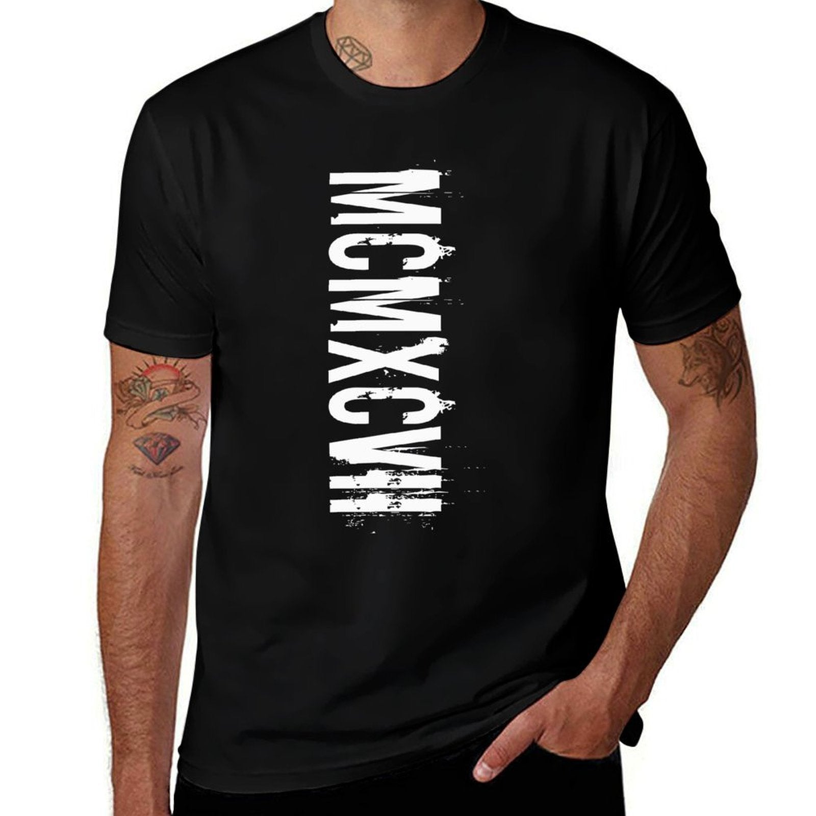 21st Birthday, Year 1997 in Roman Numerals MCMXCVII  Rolled Sleeves T-Shirt