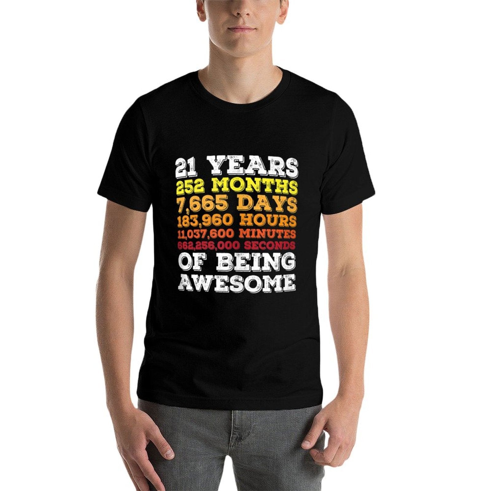 21 Years of Being Awesome Retro Vintage 21st Birthday  Fade-proof Color T-Shirt