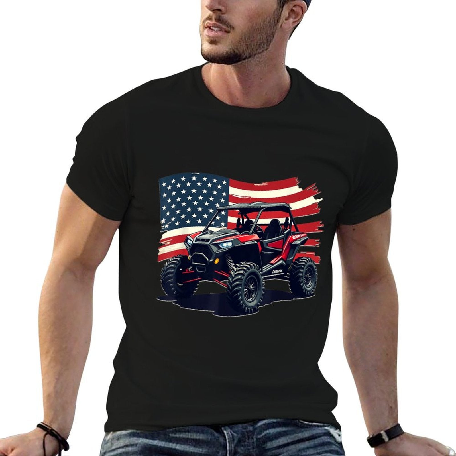 AMERICAN FLAG UTV SIDE BY SIDE SXS OFF ROAD  Graphic-printed T-Shirt