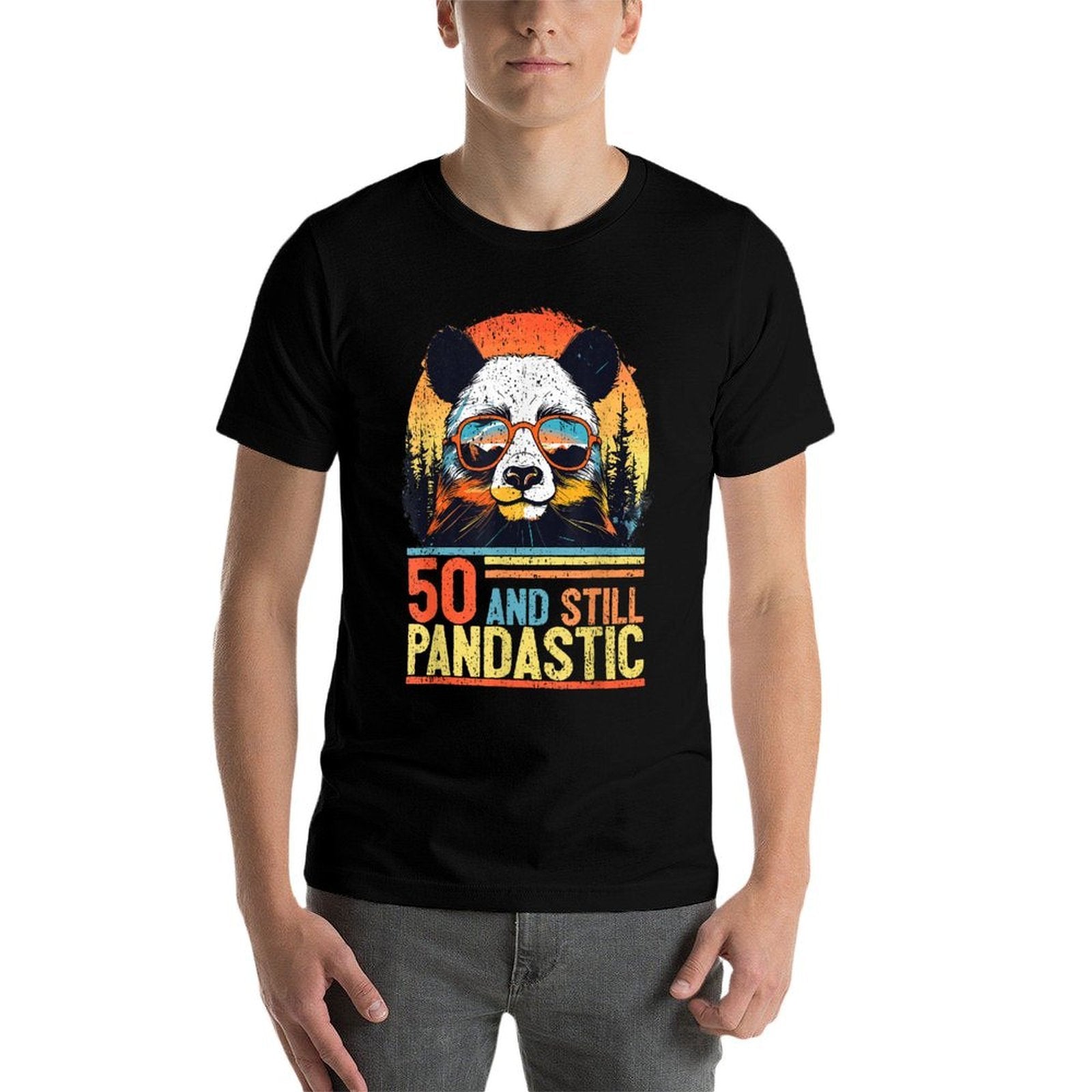 50 Years Old Panda 50th Birthday  Oversized Silhouette T-Shirt