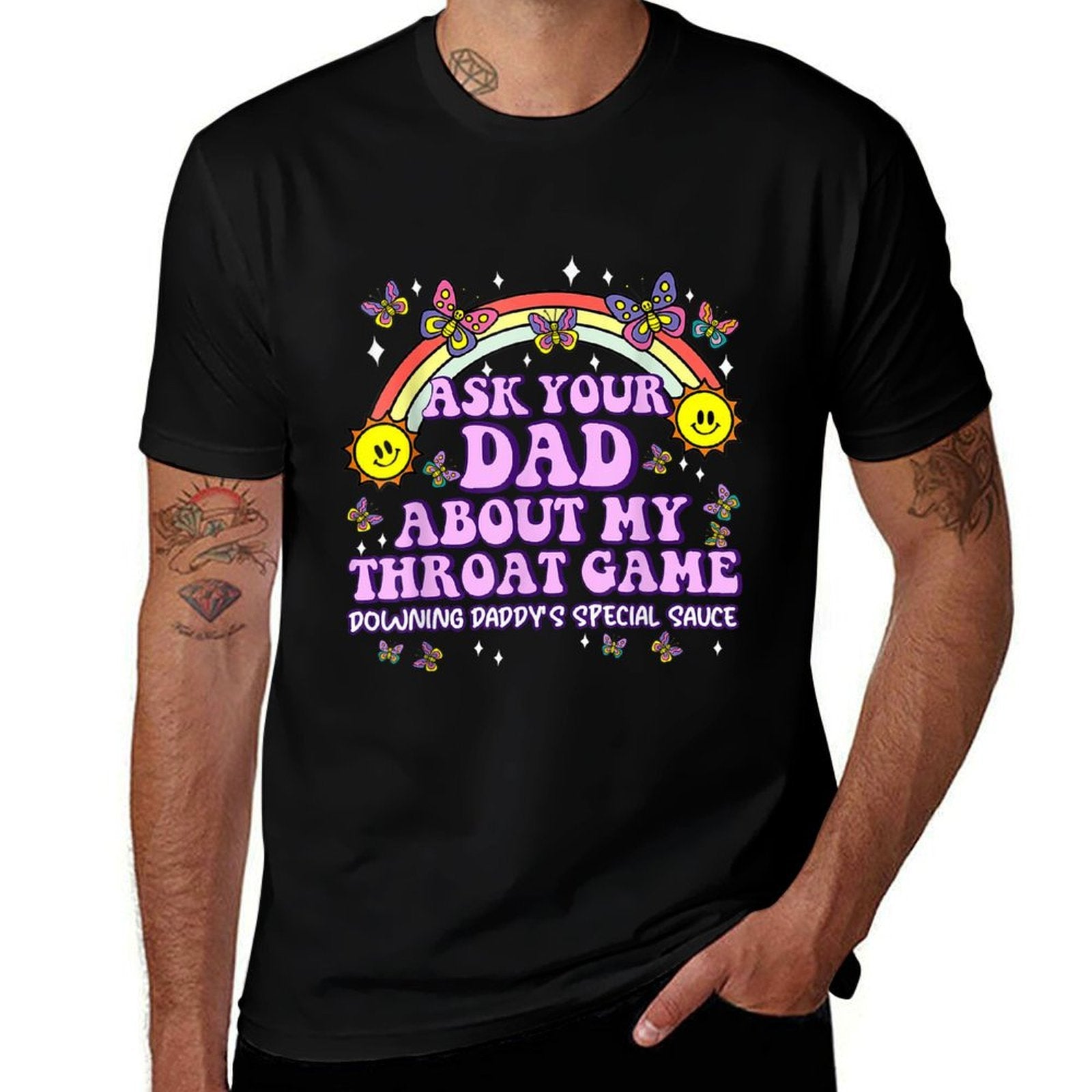 Ask Your Dad My Throat Game Funny Embarrassing Adult Humor  Wrinkle-resistant T-Shirt