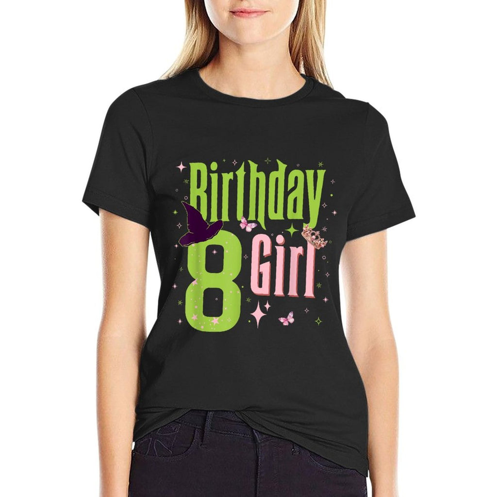 8Th Birthday Witch Pink And Green 8 Year Old Birthday Girl  Polyester Blend T-Shirt