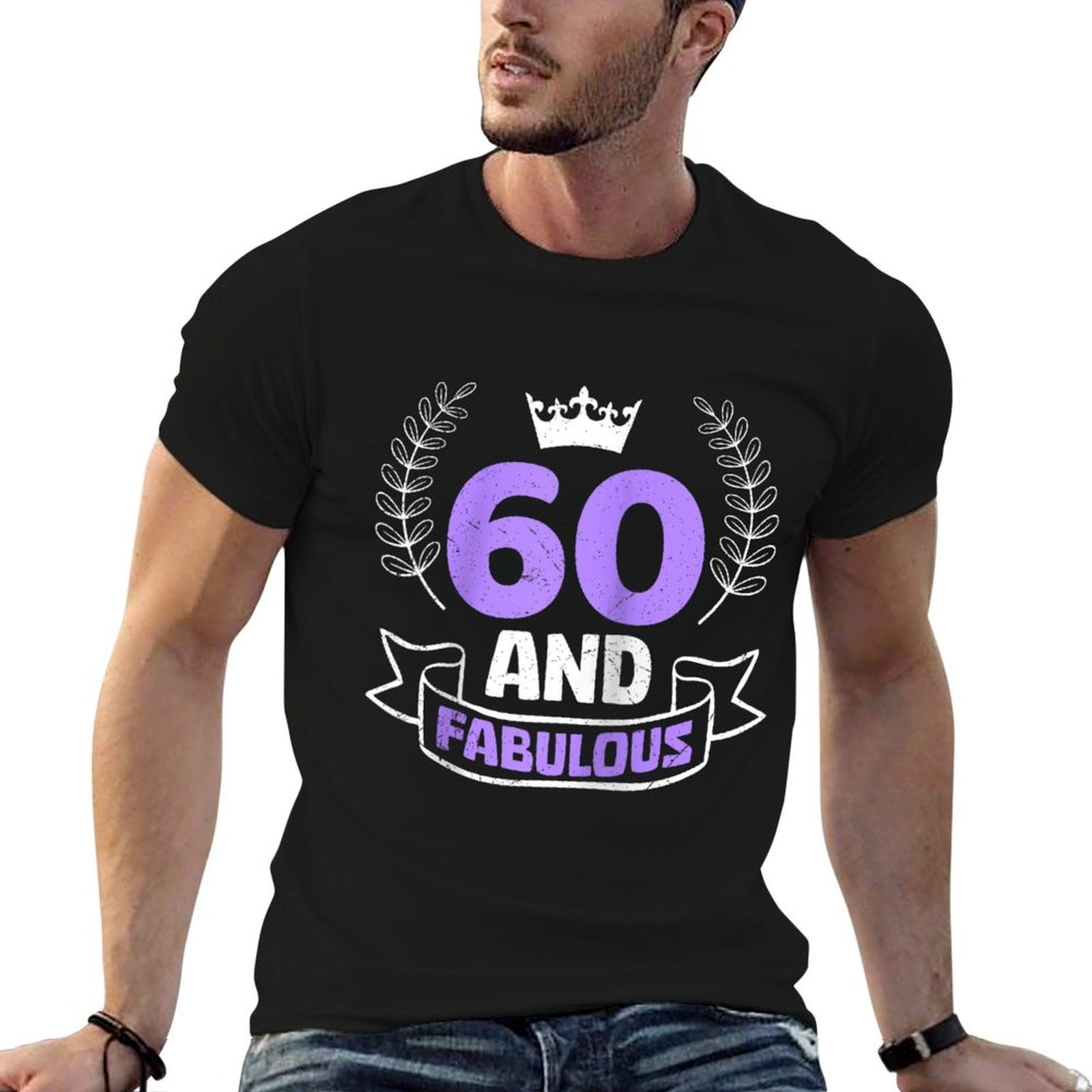 60th Birthday 60 AND FABULOUS Funny Women Birthday Raglan Baseball  Ribbed Collar T-Shirt