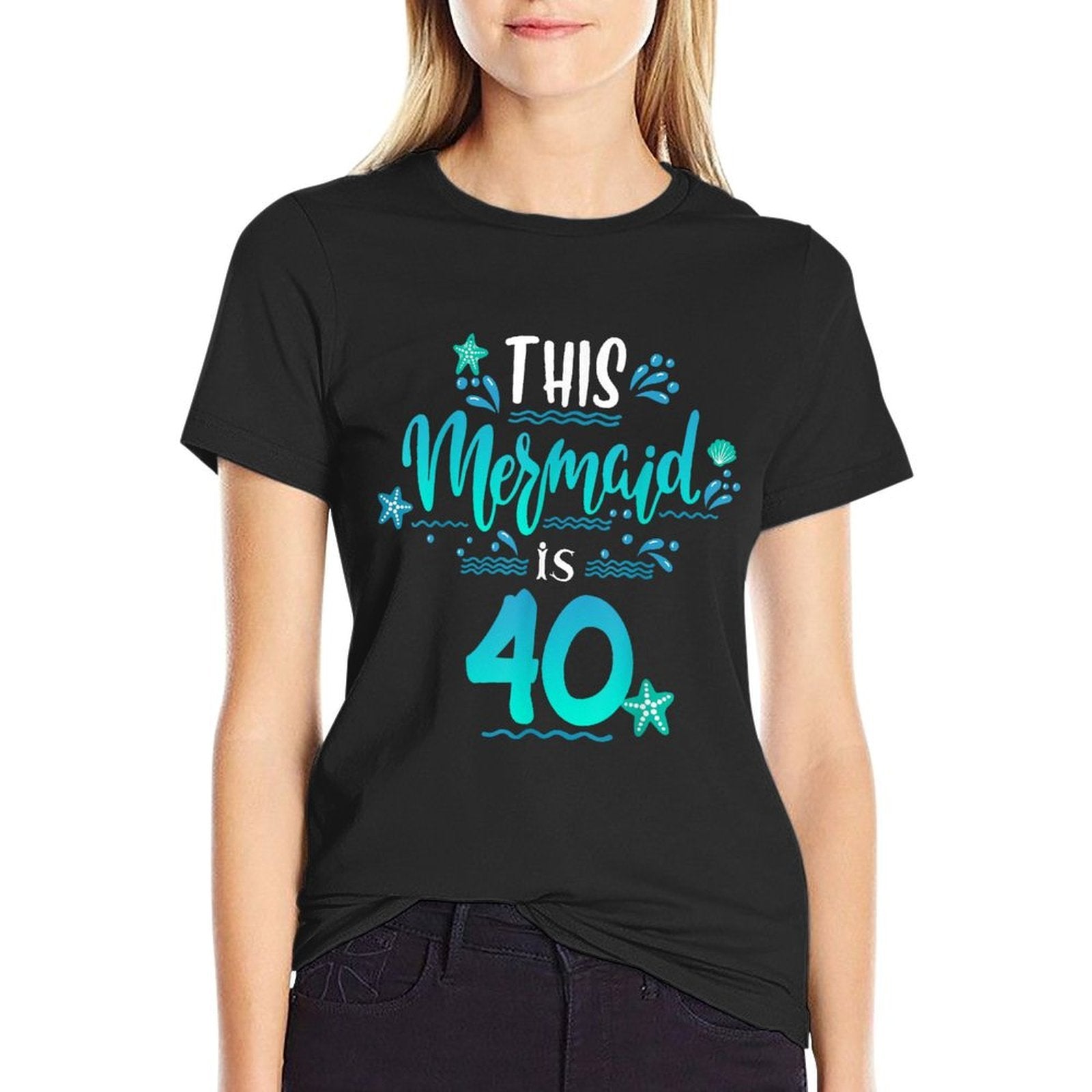 40th Birthday Funny This Mermaids Is 40 Gift  Polyester Blend T-Shirt