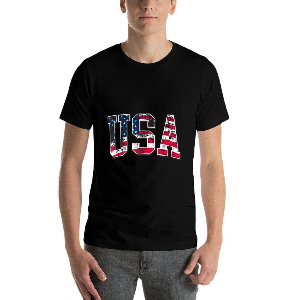 4th of July USA Apparel Unisex-Adults Kids Vintage American Black Small Classic Fit  Slim-fit Cut T-Shirt