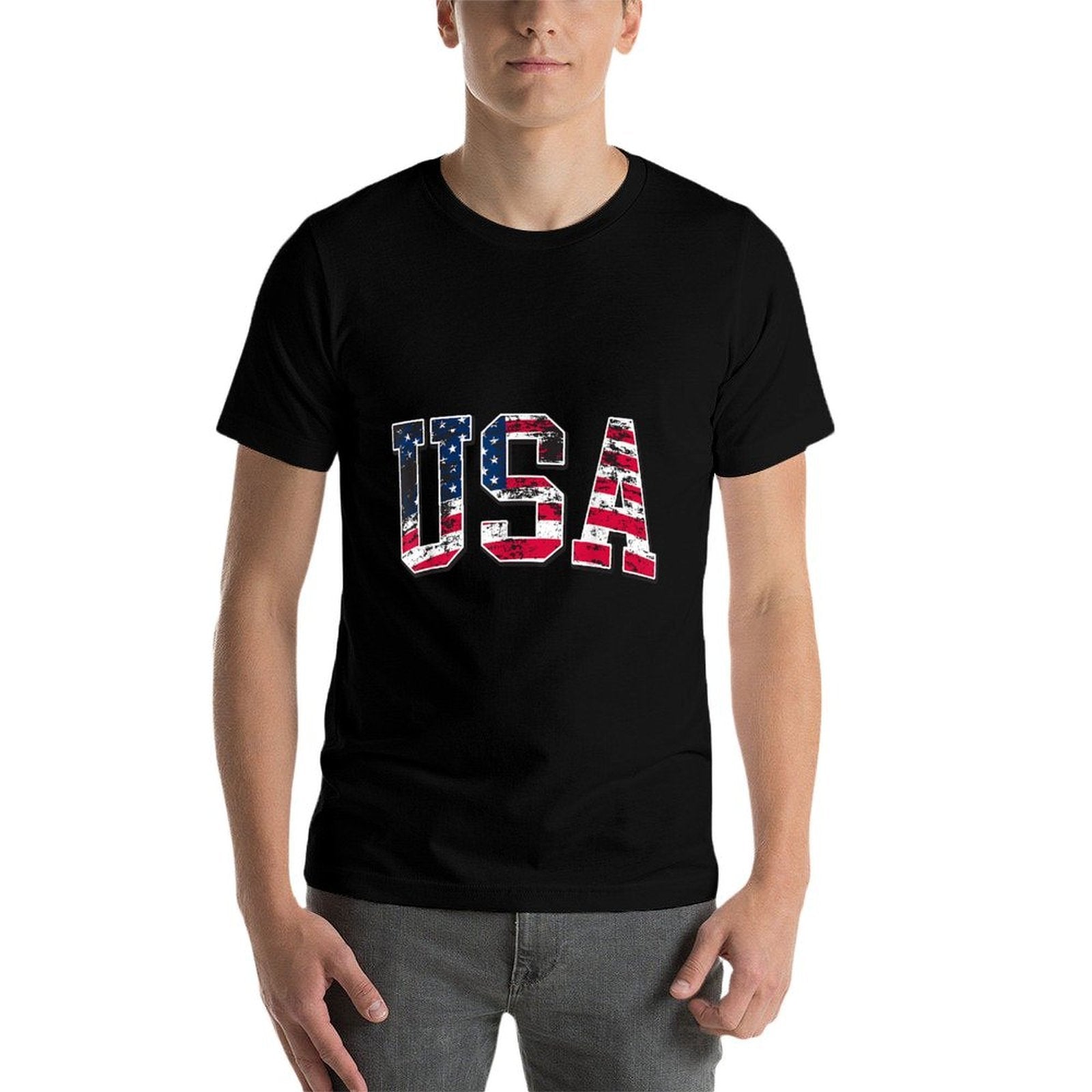 4th of July USA Apparel Unisex-Adults Kids Vintage American Black Small Classic Fit  Slim-fit Cut T-Shirt