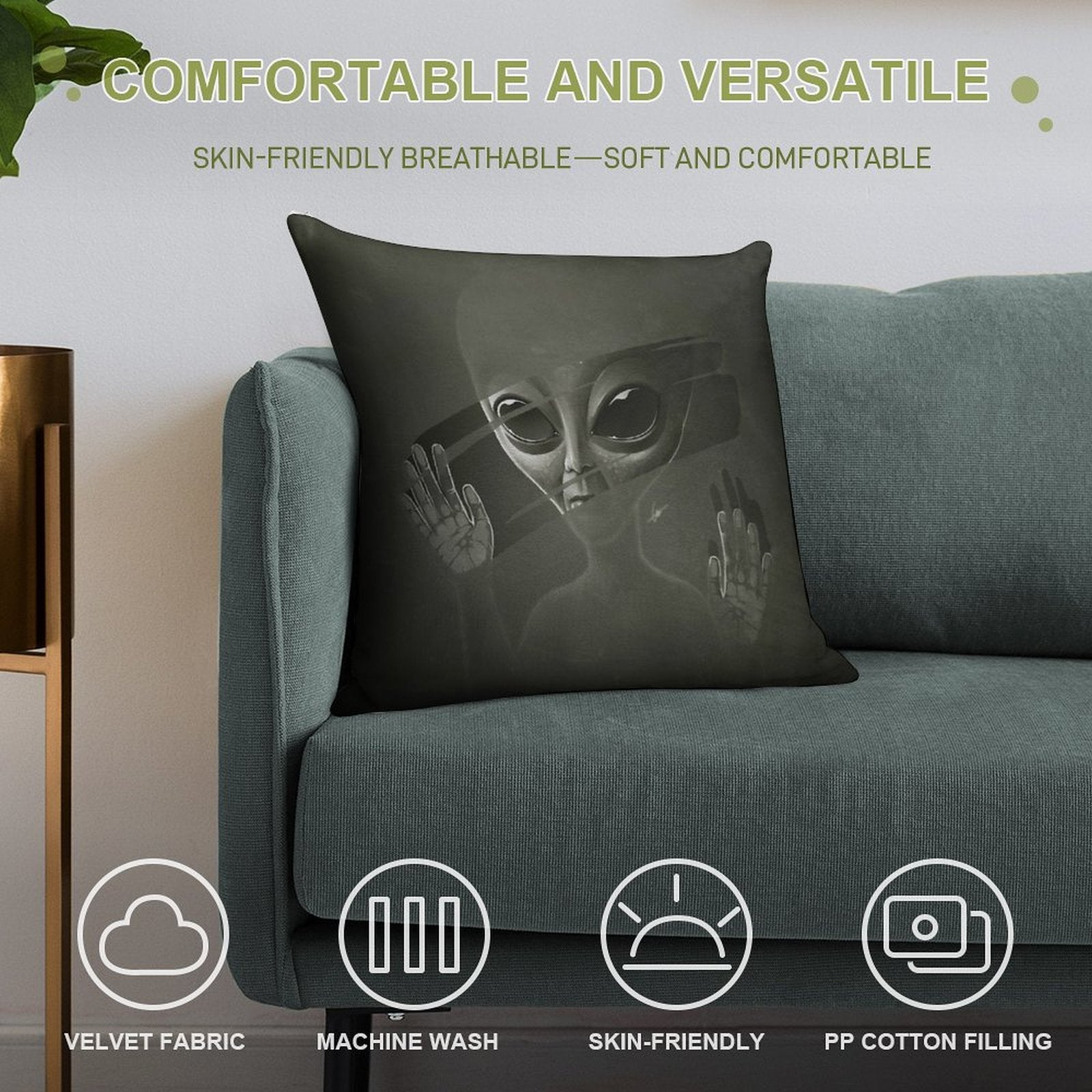 Alien Soft Decorative Cover Throw Pillow