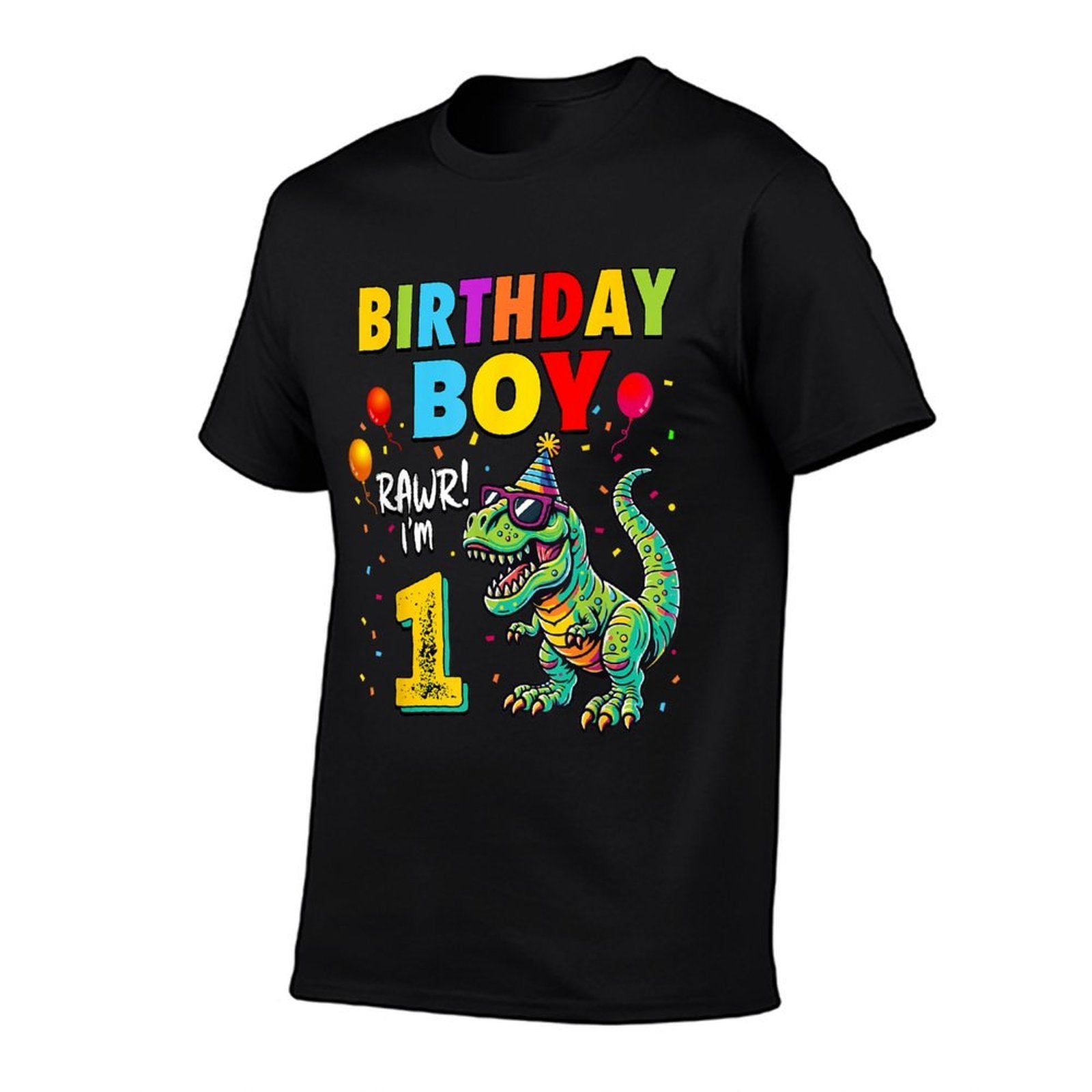 1 Year Old T-Rex Dinosaur Boy Kids 1st Birthday Party  Lightweight T-Shirt