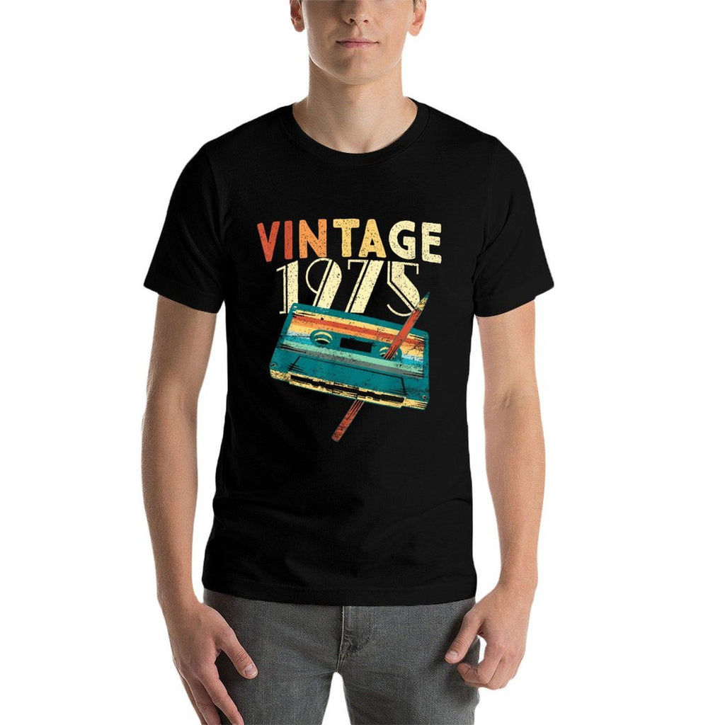 50 Years Old Gifts Vintage 1975 Music Cassette 50th Birthday  Wrinkle-resistant T-Shirt
