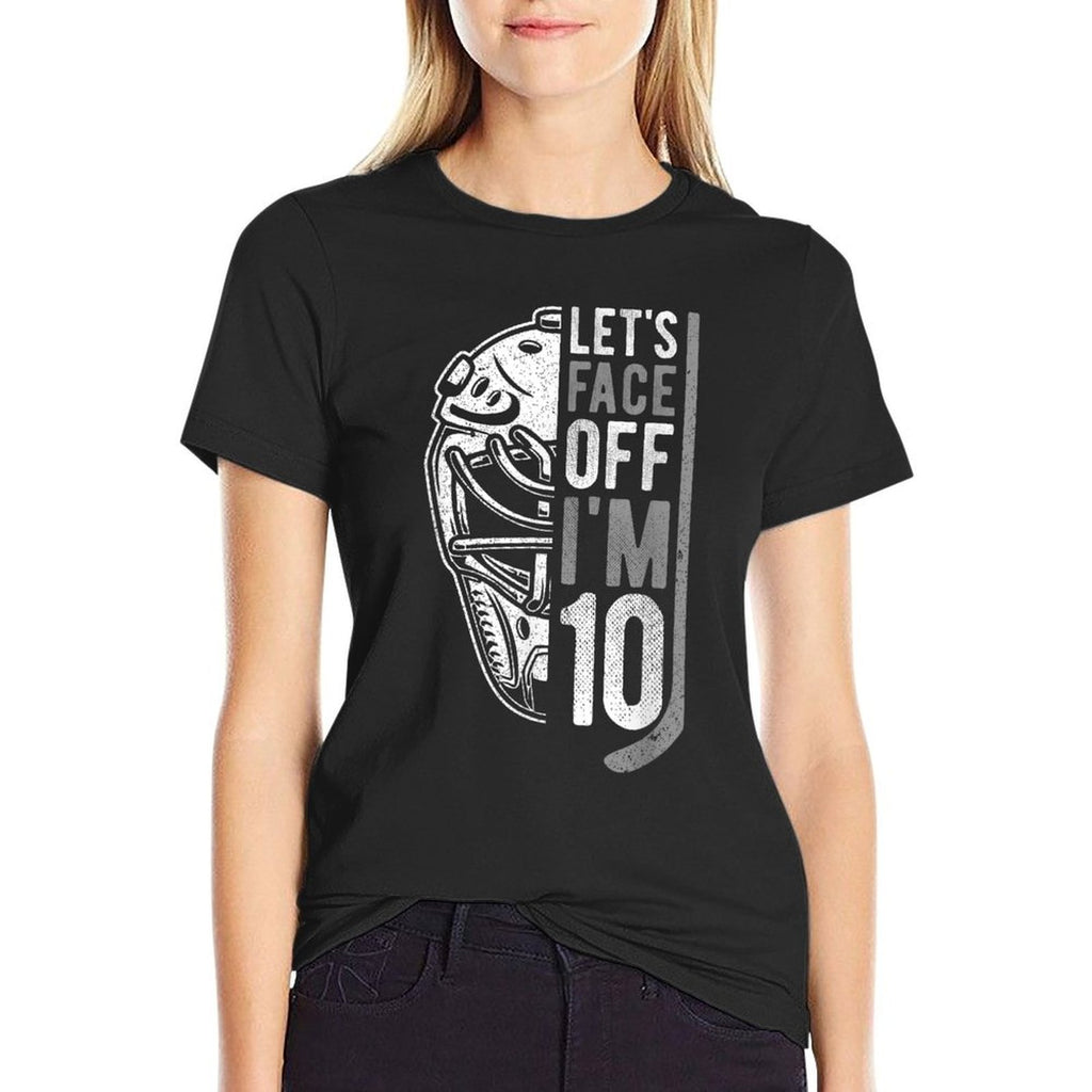 10th Birthday Ice Hockey Boy 10 Year Old Ice Hockey Player  Polyester Blend T-Shirt