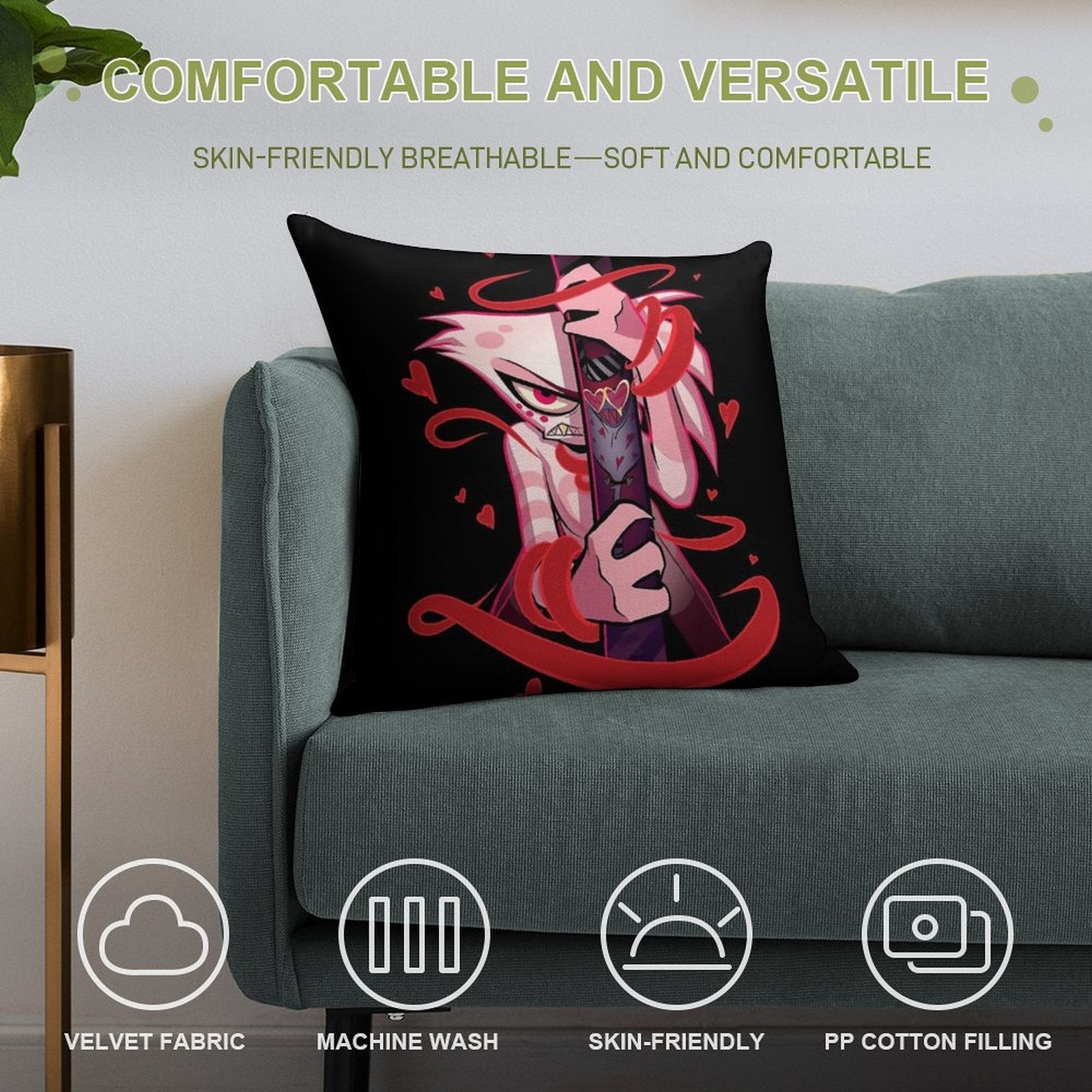 Angel Dust And Valentino Addicted - Hazbin Hotel Soft Easy Maintenance Throw Pillow