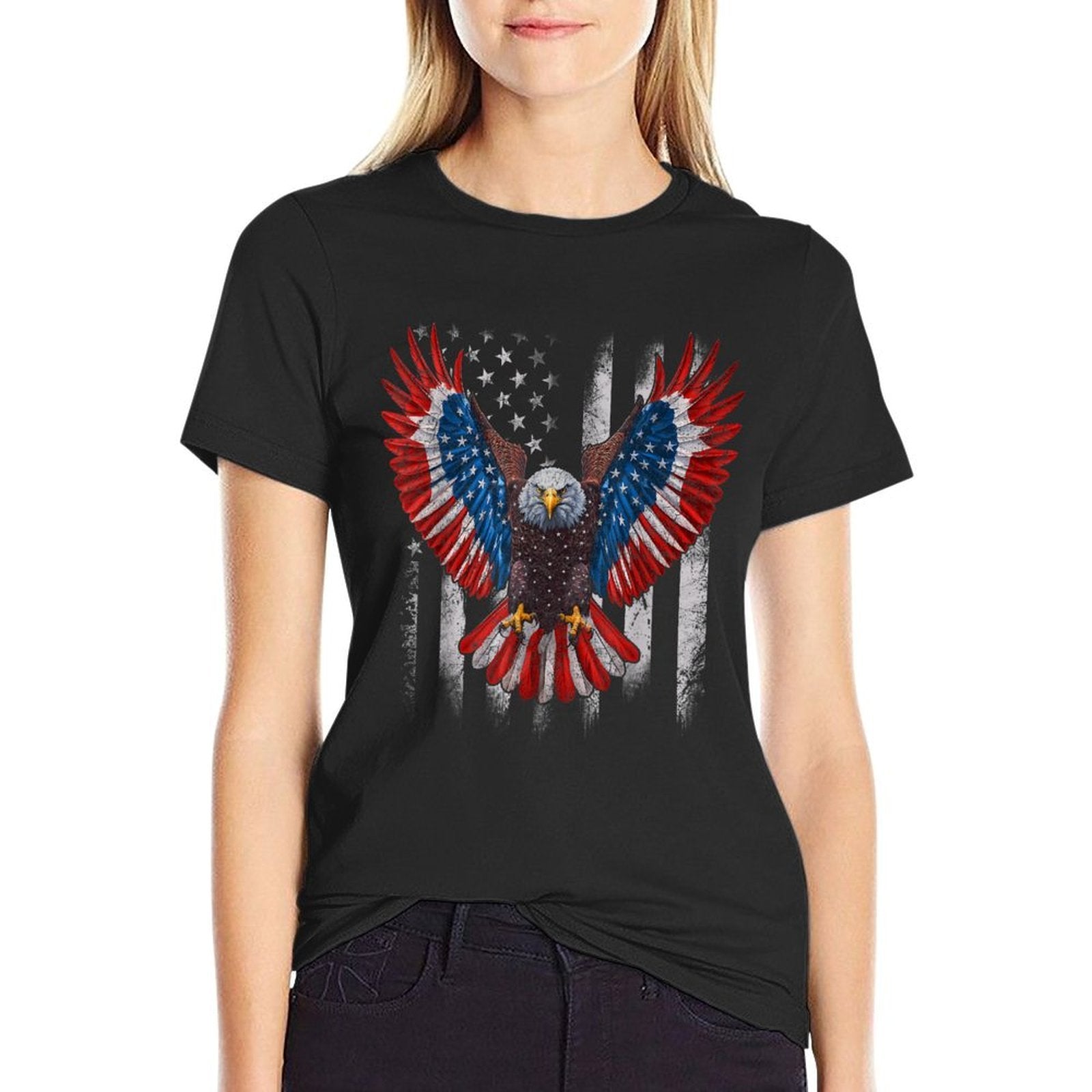 American Bald Eagle 4th of July USA Patriotic Eagle  Heathered Texture T-Shirt