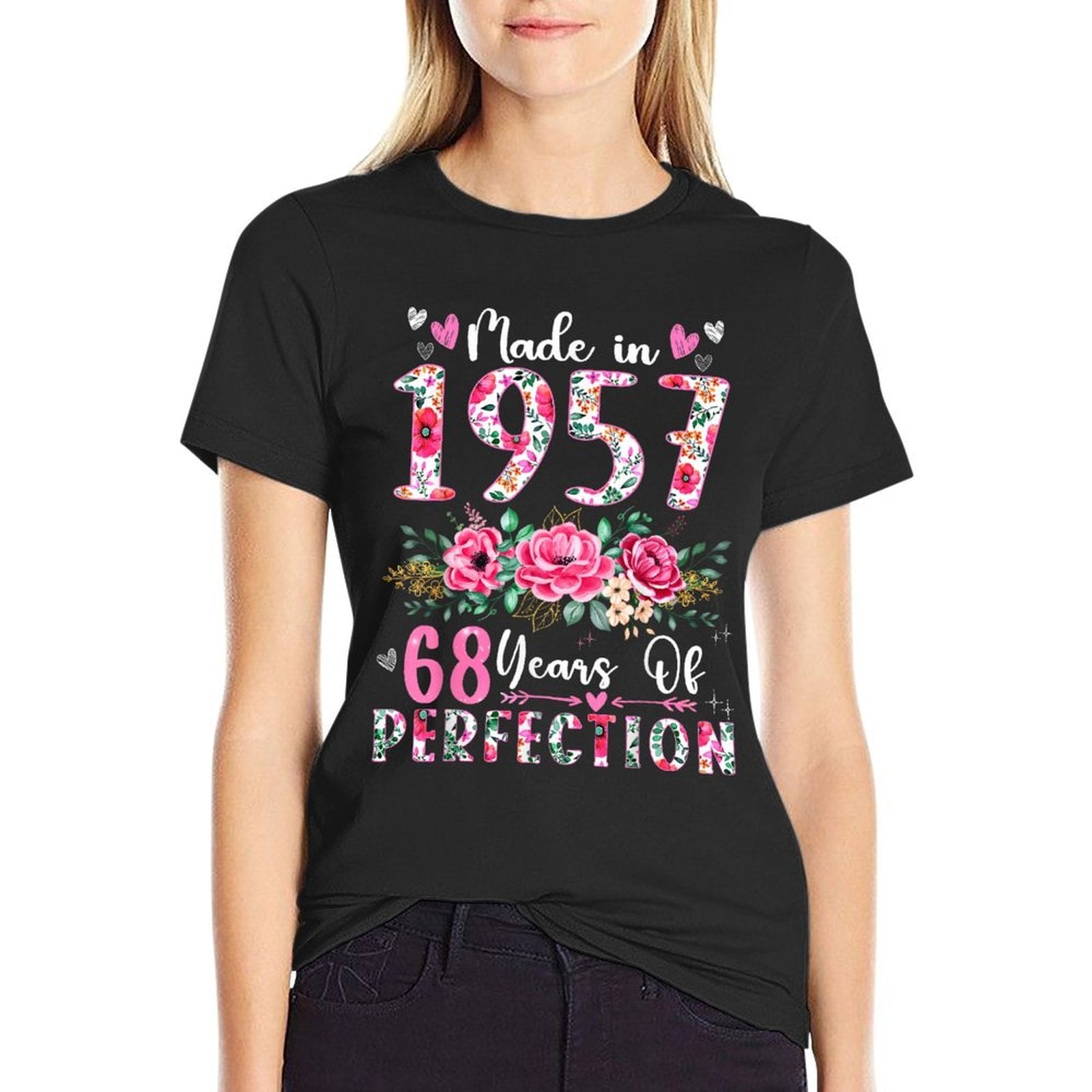 68 Year Old Made In 1957 Floral 68th Birthday Women  Eco-friendly Material T-Shirt