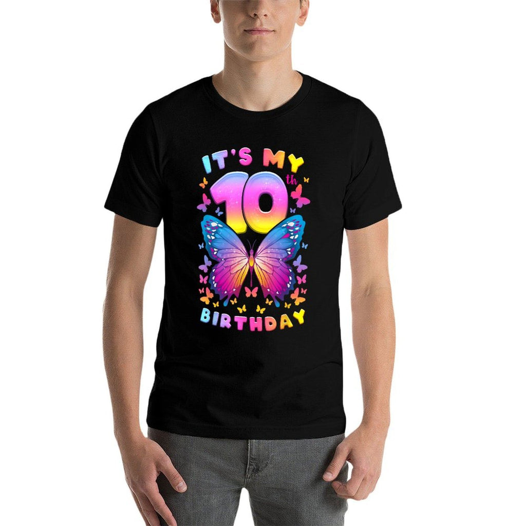 10th Birthday, Girl 10 Years, Butterfly, Number 10  Graphic-printed T-Shirt