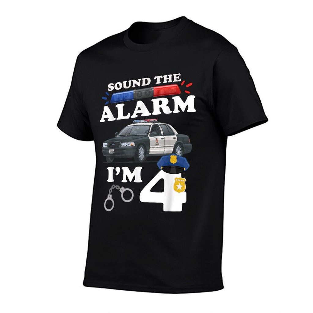 4 Year Old Cop Birthday Police Car 4th Birthday Police Theme  Eco-friendly Material T-Shirt