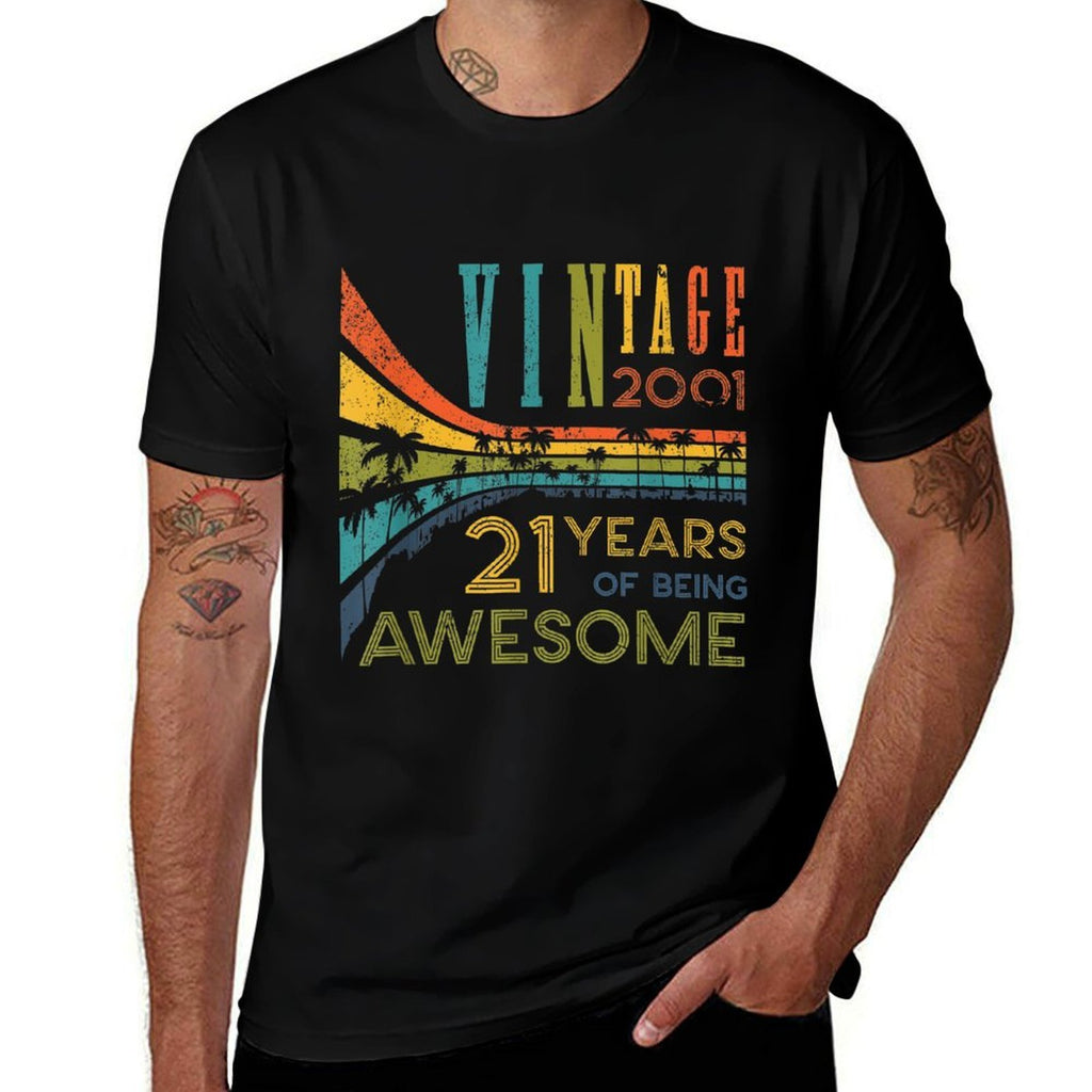 21 Year Old Of Being Awesome Vintage 2001 21st Birthday  Easy-care T-Shirt
