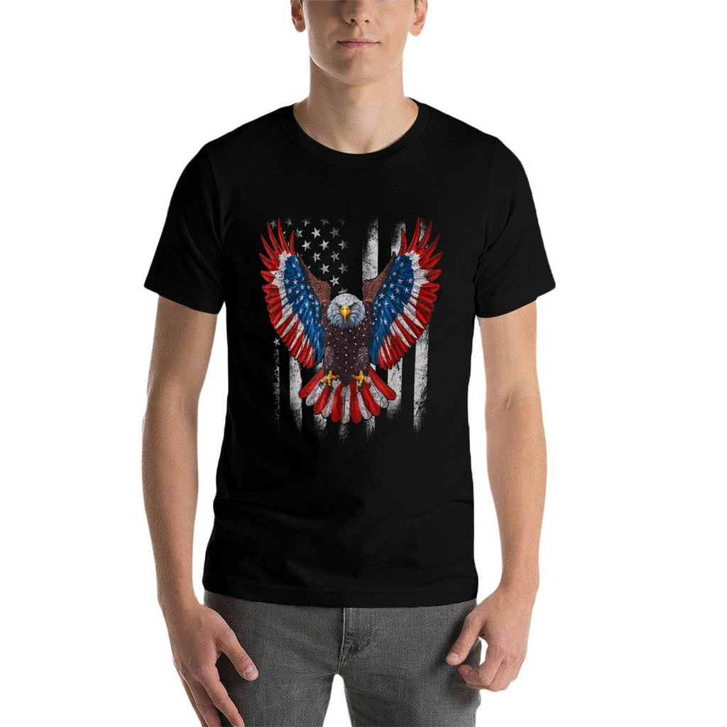 American Bald Eagle 4th of July USA Patriotic Eagle  Heathered Texture T-Shirt